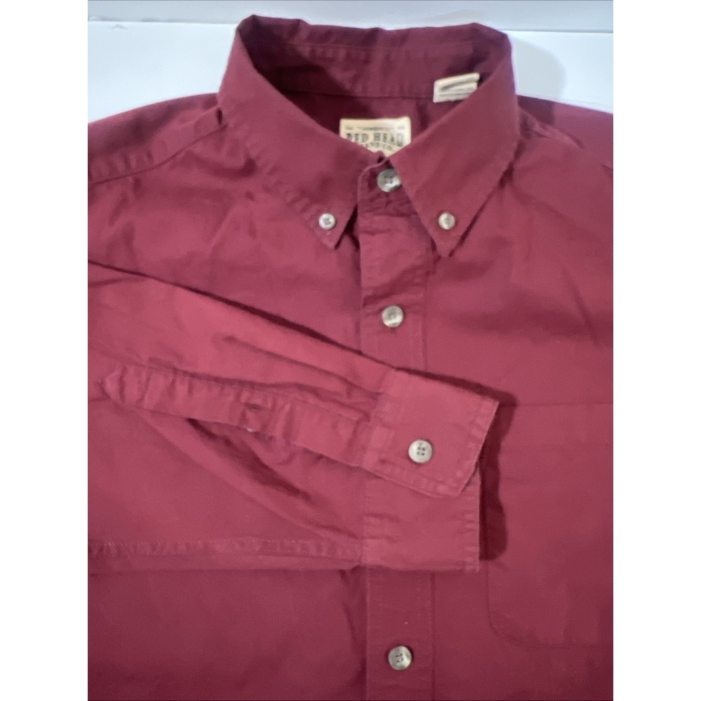 RedHead Brand Co Shirt Mens Large Maroon Long Sleeve Button‎